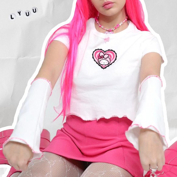 MY MELODY HEART SHIRT + ARM WARMERS - Picture 1 of 2